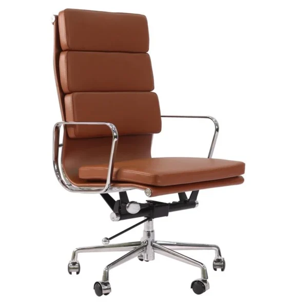 Eames Soft Pad High Back EA219 Office Chair Replica – Tan Brown Leather